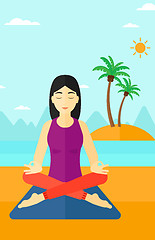 Image showing Woman meditating in lotus pose.