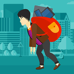 Image showing Man with backpack full of devices.