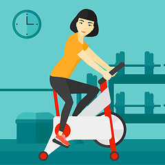 Image showing Woman doing cycling exercise.