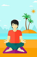 Image showing Man meditating in lotus pose.