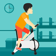 Image showing Man doing cycling exercise.