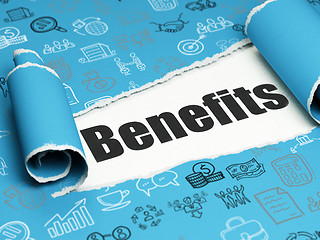 Image showing Business concept: black text Benefits under the piece of  torn paper