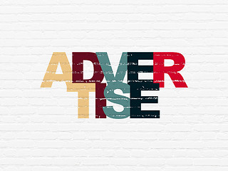 Image showing Marketing concept: Advertise on wall background