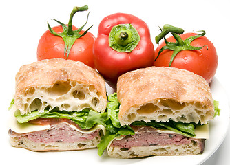 Image showing roast beef boursin cheese ciabatta bread sandwich