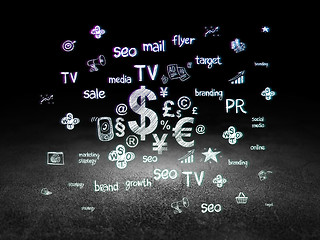 Image showing Marketing concept: Finance Symbol in grunge dark room