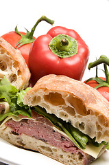 Image showing roast beef boursin cheese ciabatta bread sandwich
