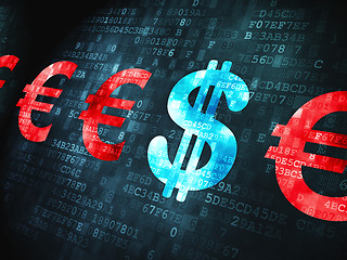 Image showing Banking concept: Dollar And Euro on digital background