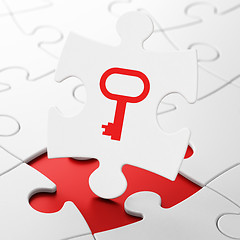 Image showing Privacy concept: Key on puzzle background