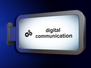 Image showing Information concept: Digital Communication and Gears on billboard background