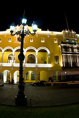 Image showing lima peru plaza de armas government office building at night