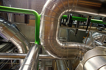 Image showing Equipment, cables and piping as found inside of a modern industr