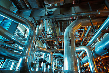 Image showing Blue toned interior industrial background.