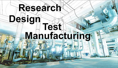 Image showing design research test manufacturinf test over wireframe cad desig