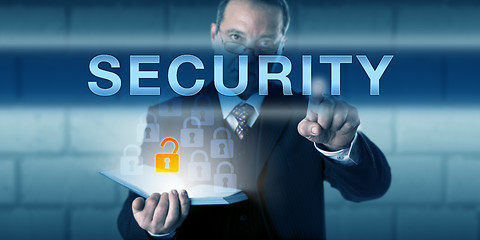 Image showing Business Director Pointing Out SECURITY