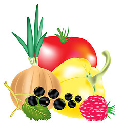 Image showing Vegetables and berries with fruit