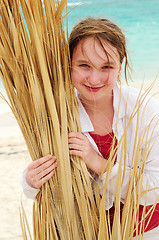 Image showing Portrait of a girl on tropical beach