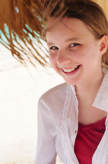 Image showing Young girl on tropical beach