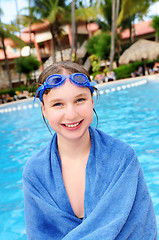 Image showing Teenage girl at swimming pool