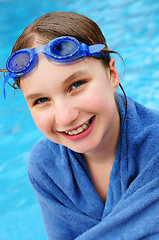 Image showing Teenage girl at swimming pool