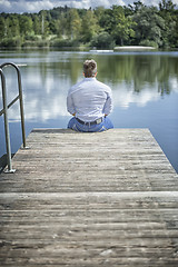 Image showing man at the lake