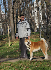 Image showing Proud man and his gorgeous dog