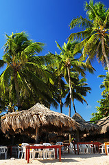 Image showing Restaurant on tropical beach