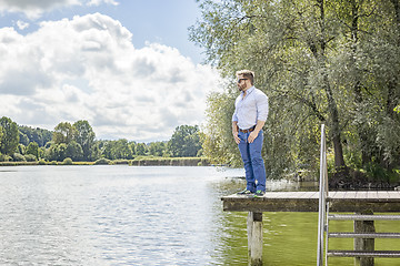 Image showing man at the lake