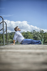 Image showing man at the lake