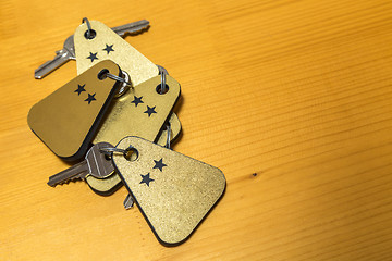 Image showing Heap of Two Stars Hotel Room Keys