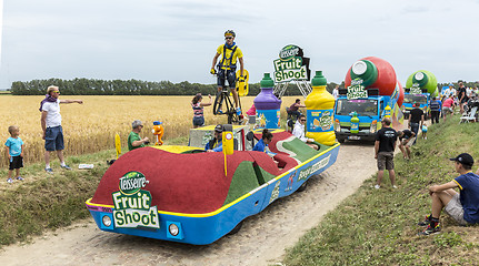 Image showing Teisseire Caravan on a Cobblestone Road- Tour de France 2015