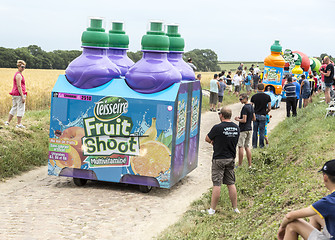 Image showing Teisseire Caravan on a Cobblestone Road- Tour de France 2015