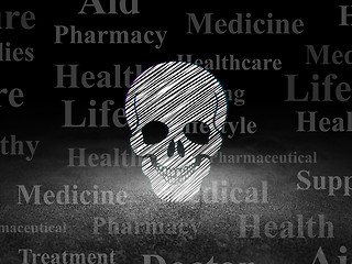 Image showing Health concept: Scull in grunge dark room