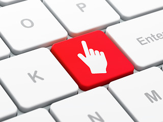 Image showing Marketing concept: Mouse Cursor on computer keyboard background