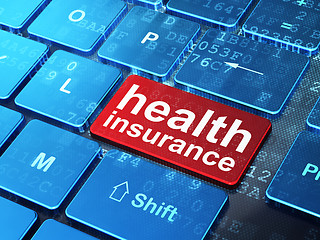 Image showing Insurance concept: Health Insurance on computer keyboard background