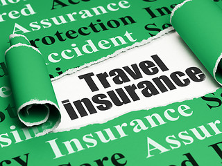 Image showing Insurance concept: black text Travel Insurance under the piece of  torn paper