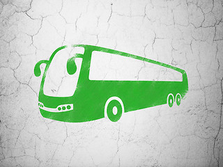 Image showing Vacation concept: Bus on wall background