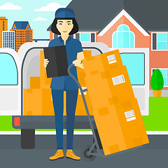 Image showing Woman delivering boxes.