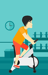 Image showing Man doing cycling exercise.