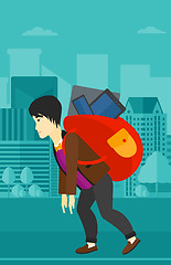 Image showing Man with backpack full of devices.