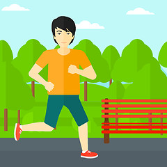 Image showing Sportive man jogging.