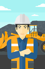 Image showing Miner with mining equipment on background.