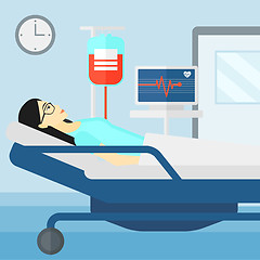 Image showing Patient lying in hospital bed.