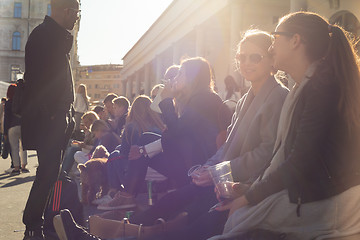Image showing People enjoing outdoor street food festival in Ljubljana, Slovenia.