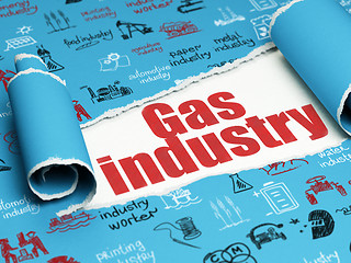 Image showing Manufacuring concept: red text Gas Industry under the piece of  torn paper