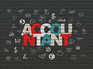 Image showing Currency concept: Accountant on wall background