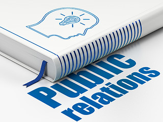 Image showing Marketing concept: book Head With Lightbulb, Public Relations on white background