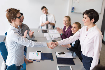 Image showing business womans handshake