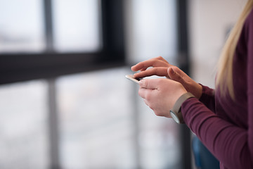 Image showing business woman using smart phone at office