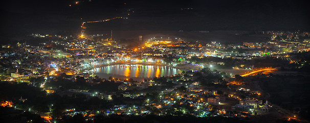 Image showing Cityscape of Pushkar, India at Night