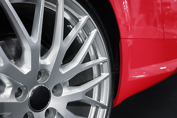 Image showing Closeup of Custom Wheels on a Luxury Sports Car